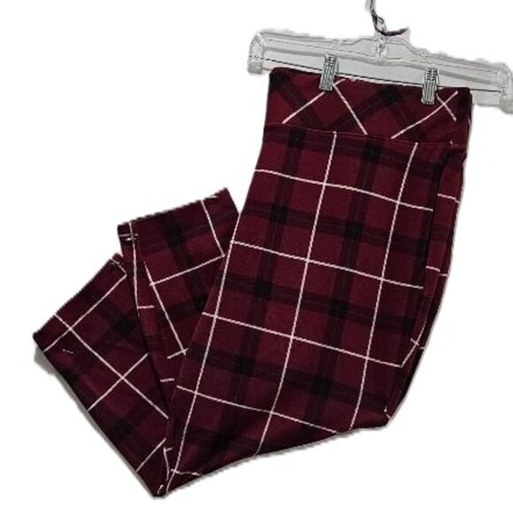 torrid Pants - TORRID BURGUNDY RED WHITE BLACK PLAID PONTE KNIT SKINNY PANT 3R  GOTH GRUNGE